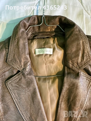 Мъжко яке от Естествена Кожа с кафяв и златист мотив Размер 44/ М, снимка 4 - Якета - 52617814