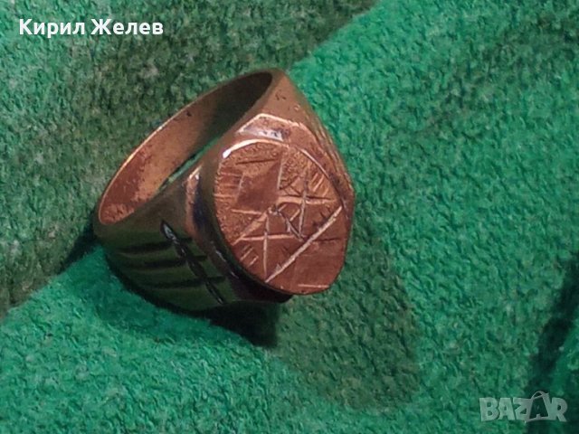 СТАРИНЕН РЪЧНО ИЗРАБОТЕН и ОРНАМЕНТИРАН МАСИВЕН БРОНЗОВ КЛАСИЧЕСКИ СТИЛ ПРЪСТЕН УНИКАТ 21709, снимка 2 - Антикварни и старинни предмети - 32552936