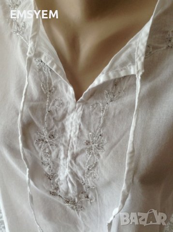 дамска бяла памучна блуза , снимка 1 - Туники - 40592779
