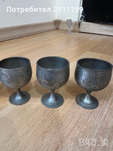 Метални чаши с поднос, снимка 4 - Антикварни и старинни предмети - 42838038