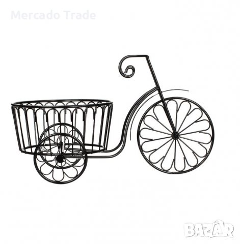 Декоративна поставка Mercado Trade, За саксия, Велосипед, Черен, снимка 2 - Декорация за дома - 39819468