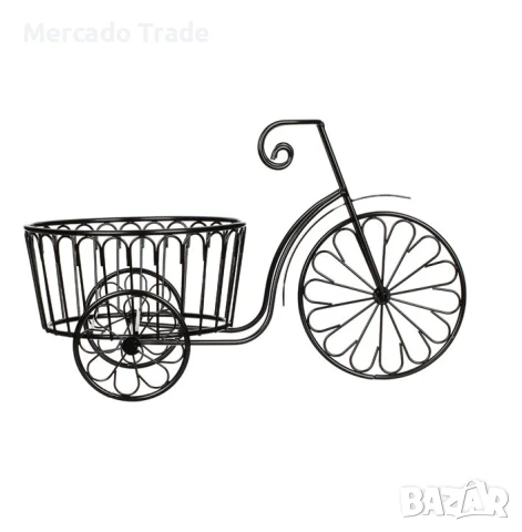 Декоративна поставка Mercado Trade, За саксия, Велосипед, Черен, снимка 2 - Декорация за дома - 50451104