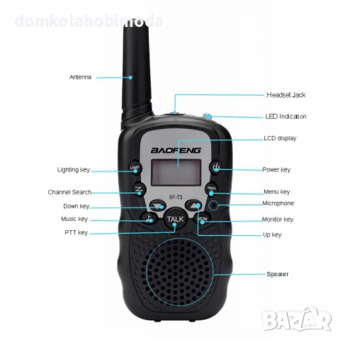 Комплект радиостанции (Уоки Токи) 2 броя, 10 мелодии 5 животински.До 5 километра обхват, снимка 6 - Друга електроника - 36547699