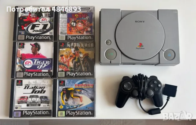 PlayStation 1 (PS1) + 6 оригинални игри + контролер – 65 €