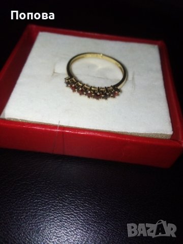 Фирмен златен пръстен с гранати, снимка 5 - Пръстени - 37308803