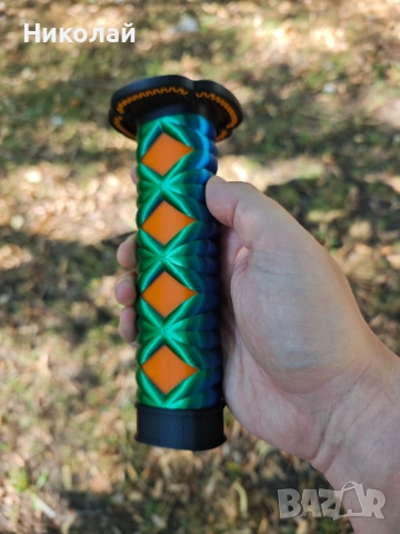 Меч катана с хамелеонова зелено и синя оплетка и разтегателно острие, снимка 5 - Образователни игри - 51573986
