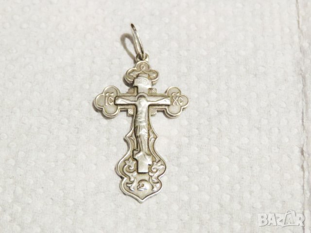 сребърен кръст разпятие православен кръст с Исус Христос и надпис Споси и Сохрани сребро, снимка 3 - Колиета, медальони, синджири - 31569281