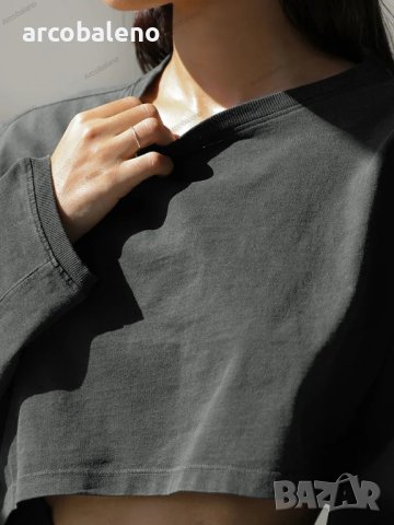 Дамски суичър с кръгло деколте и висока талия, 4цвята, снимка 8 - Суичъри - 42814490