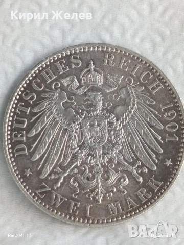 Сребърна монета 2 марки 1901г. Германия тема 200г. ПРУСИЯ уникат за КОЛЕКЦИОНЕРИ 20183, снимка 8 - Нумизматика и бонистика - 51486896