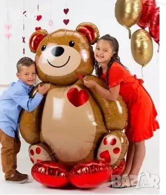 Гигант мече Свети Валентин Love Bear фолио фолиев балон хелий или въздух рожден ден парти, снимка 2 - Други - 47684029