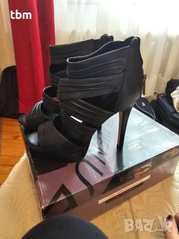 Промо 40лв! 5th Avenue сандали на платформа и висок ток, естествена кожа 