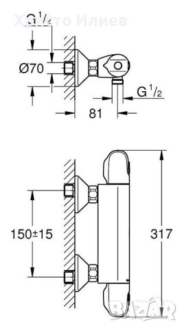 Grohe Термостатен смесител за душ с душ слушалка гарнитура, снимка 7 - Смесители - 44157278