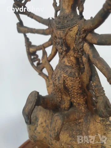 Shiva on Nandi 43см-4кг/стара азиатска/индийска бронзова фигура бог Шива язди бикът Нанди, снимка 6 - Статуетки - 56020322