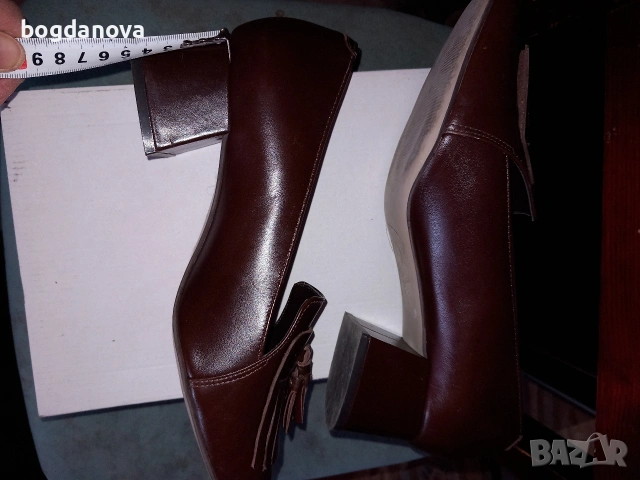 Next елегантни затворени обувки с нисък удобен ток от кожа, снимка 8 - Дамски елегантни обувки - 53986454