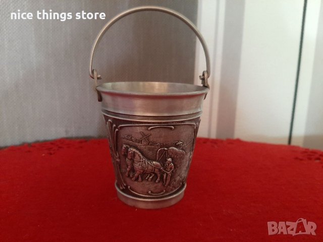 Чаша за лед никел немска старинна , снимка 1 - Антикварни и старинни предмети - 38536179
