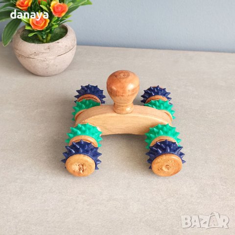 3699 Дървен масажор Количка с 8 колела, снимка 4 - Други стоки за дома - 40661425