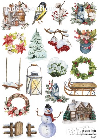 Скрапбук стикери декорация планер christmas Коледа зима самозалепващ лист А5 - различни видове, снимка 3 - Други - 38421985