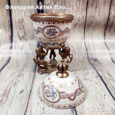 Яйце порцелан и бронз - Виолетки, снимка 6 - Декорация за дома - 42894408