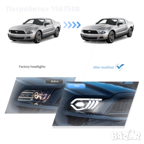 Комплект Full LED фарове за Форд Мустанг 2010 - 2014 USA Mustang, снимка 4 - Части - 51987886
