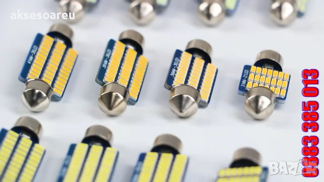 2 бр. Автомобилни сулфидни крушки 12 V 41mm с 36 LED диода ледено сини интериорни светлини за четене, снимка 15 - Аксесоари и консумативи - 53110231