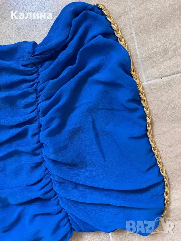 ЧИСТО НОВА Лятна рокля-балон в турско синьо, снимка 2 - Рокли - 47300002