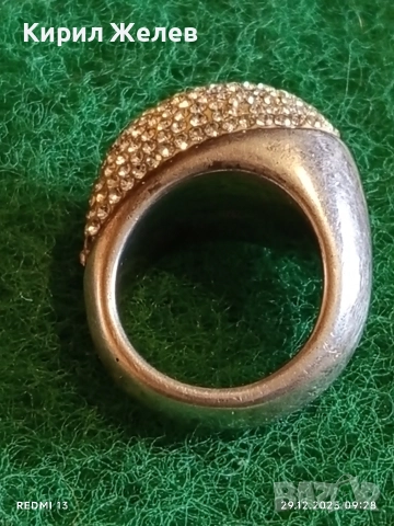 Прекрасен скъпоценен сребърен пръстен с ювелирно инкрустирани кристали тип бомбе 51821, снимка 5 - Пръстени - 52925179