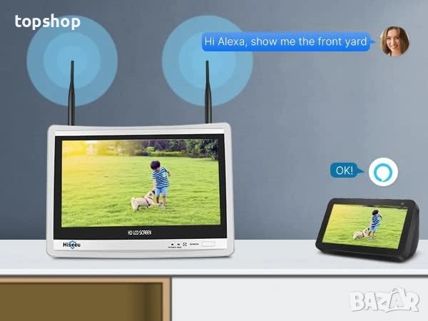 12" LCD Монитор с NVR Hiseeu – 10-канален безжичен рекордер за видеонаблюдение, снимка 5 - Други - 53252245