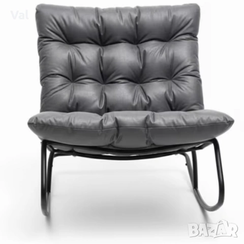 Комфортен люлеещ се стол с дебела възглавница – идеален за релакс у дома и навън, снимка 5 - Градински мебели, декорация  - 53991788