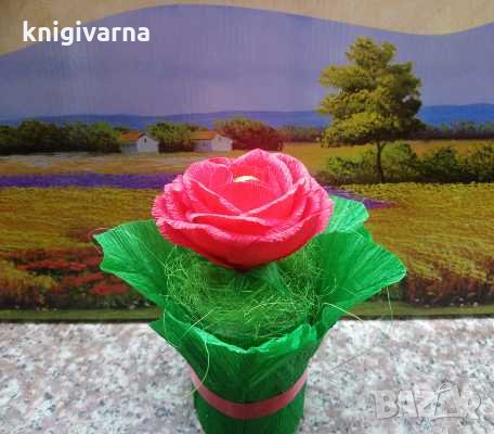Хартиени рози- ръчна изработка, снимка 9 - Изкуствени цветя - 31989999