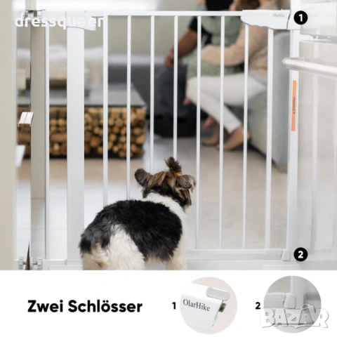 4503 Предпазна решетка за бебета и деца – Височина 76 см, Сигурно заключване, Без пробиване, снимка 4 - Други стоки за дома - 53876337