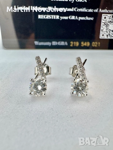 Сребърни обеци с мойсанит (Диамант) 0.5 карата