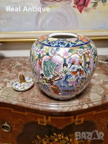 Прекрасна антикварна колекционерска порцеланова китайска купа урна буркан Satsuma , снимка 8 - Антикварни и старинни предмети - 54322565