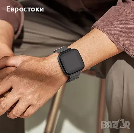 Метална каишка за Fitbit Versa 2, миланска мрежа от неръждаема стомана, снимка 8 - Смарт гривни - 48466694