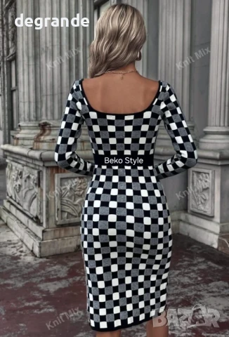 Елегантна рокля в бяло и черно