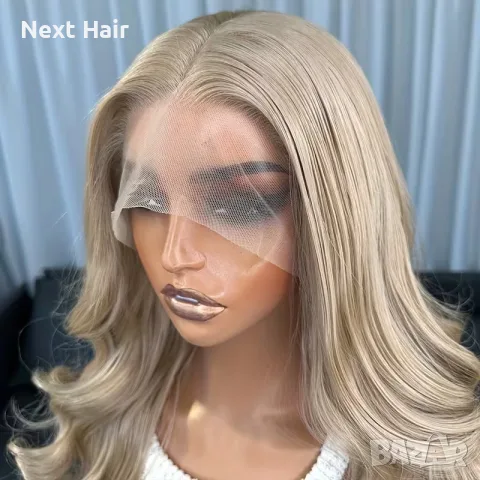 Пепеляво руса Ash Blonde перука с лейс фронт 13×4 - меки вълни, снимка 2 - Аксесоари за коса - 56003437