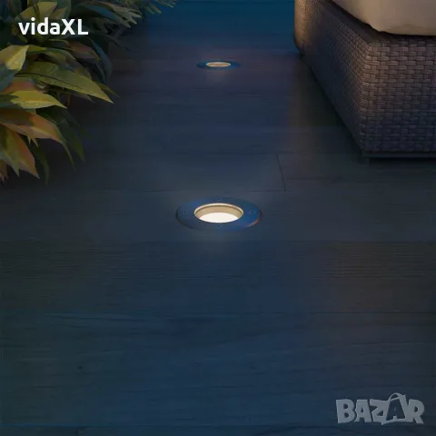 vidaXL Градински LED лампи за вграждане в земя, 3 бр, кръгли, снимка 2 - Външни лампи - 56147522