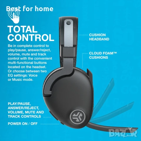 JLab Слушалки с микрофон  60+ часа време за възпроизвеждане, Bluetooth, снимка 7 - Bluetooth слушалки - 50723150