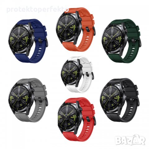 Силиконова каишка HUAWEI Watch GT 2, GT 2 Pro – 42/ 46mm сив цвят, снимка 3 - Каишки за часовници - 38088758