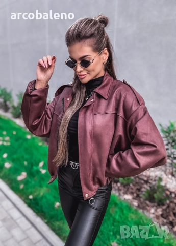 Дамско яке от рубинено-червен велур, снимка 5 - Якета - 52255282