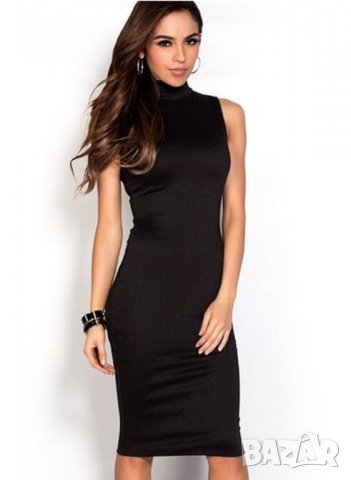 Anna Fleid- XS,S- Стилна  нова с етикет официална черна рокля по тялото от стегнато трико с бижу, снимка 9 - Рокли - 38211354