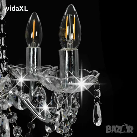 vidaXL Полилей с кристали, сребрист, кръгъл, 5 х Е14, снимка 5 - Полилеи - 56146466