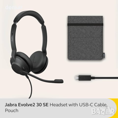 Jabra Evolve2 30 SE Кабелни шумопотискащи стерео слушалки с 2 микрофона, снимка 2 - Слушалки и портативни колонки - 44385215