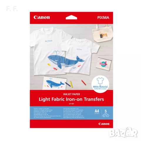 Фотохартия Canon LF-101 Light Fabric Iron-On Transfers A4 5 листа, снимка 1 - Консумативи за принтери - 42678909