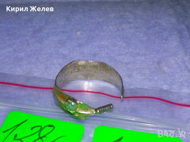 СТАРИННА ЛИСТОВИДНА АРТ НУВО СРЕБЪРНА ОБЕЦА STERLING D АНГЛИЯ РЪЧНА РАБОТА с НАТУРАЛЕН ТЮРКОАЗ 40322, снимка 17 - Антикварни и старинни предмети - 42793719