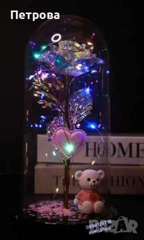 Роза в стъкленица с мече и сърце/роза в стъкленица/вечна роза, снимка 5 - Декорация за дома - 49007855