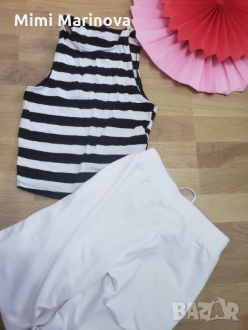 долнище Nike + топ в черно и бяло, снимка 2 - Корсети, бюстиета, топове - 30543288