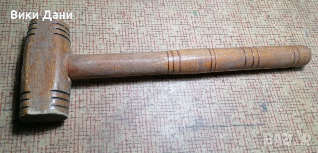 дървен стругован пирографиран чук, снимка 2 - Антикварни и старинни предмети - 38643738