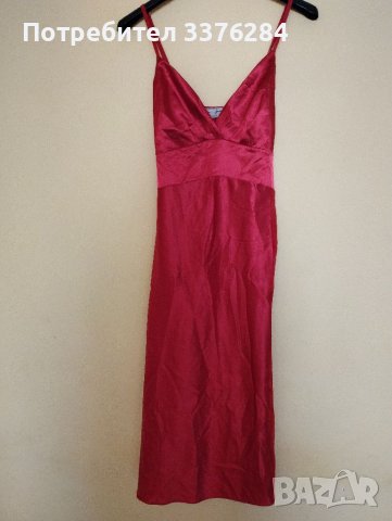 Червена сатенена рокля , снимка 11 - Рокли - 39902744