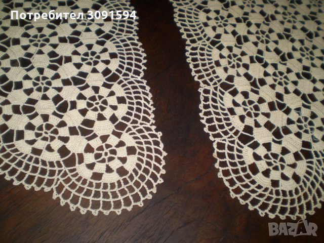 Две Стари Малки Плетени На Една Кука покривки цвят икрю, снимка 2 - Други ценни предмети - 34151067