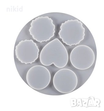 Сърце кръг кръгчета кръгове плитък силиконов молд форма фондан шоколад гипс смола основа палитра, снимка 2 - Форми - 44298087